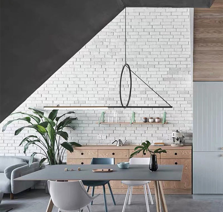 Modern Minimalism Black Linear Island Pendant Lighting LED Metal Island Ceiling Light for Living Room