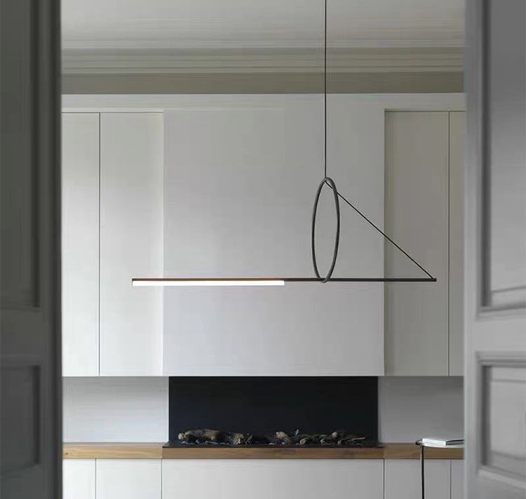 Modern Minimalism Black Linear Island Pendant Lighting LED Metal Island Ceiling Light for Living Room