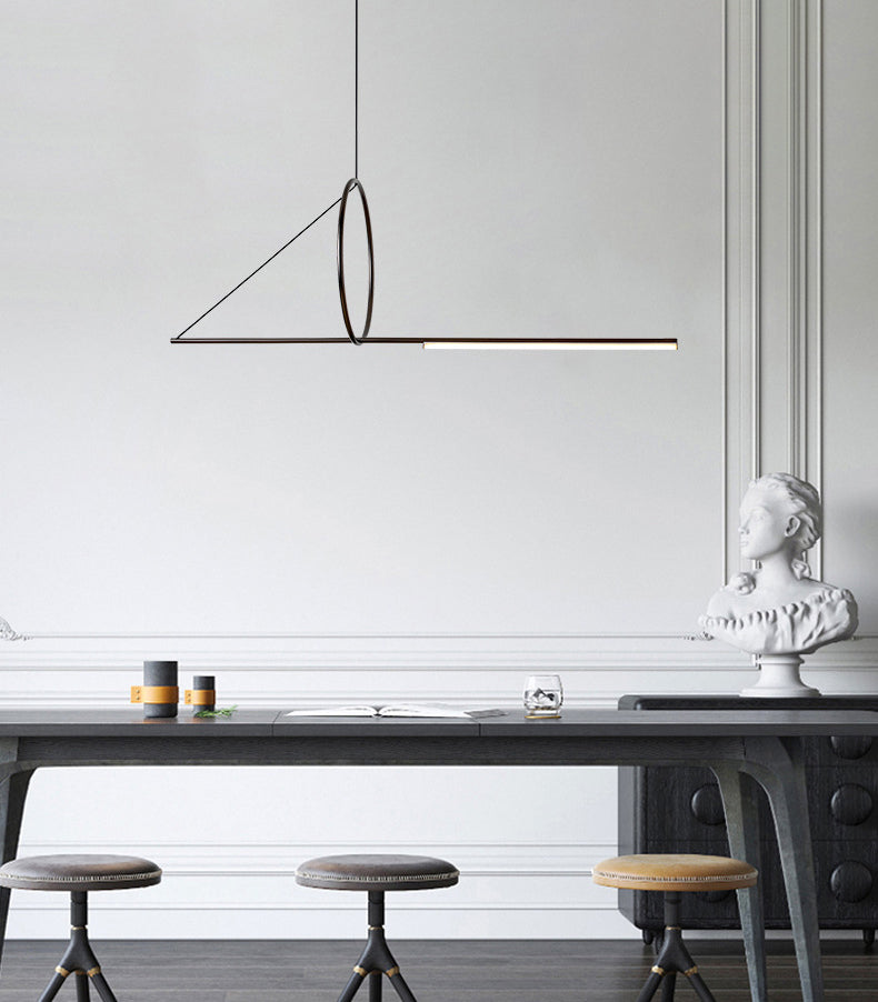 Modern Minimalism Black Linear Island Pendant Lighting LED Metal Island Ceiling Light for Living Room