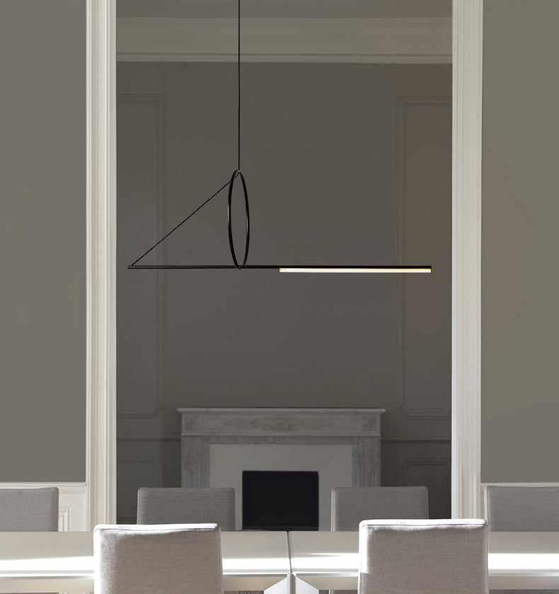 Modern Minimalism Black Linear Island Pendant Lighting LED Metal Island Ceiling Light for Living Room