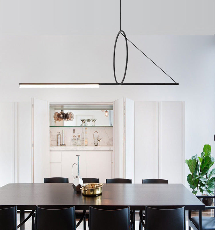 Modern Minimalism Black Linear Island Pendant Lighting LED Metal Island Ceiling Light for Living Room