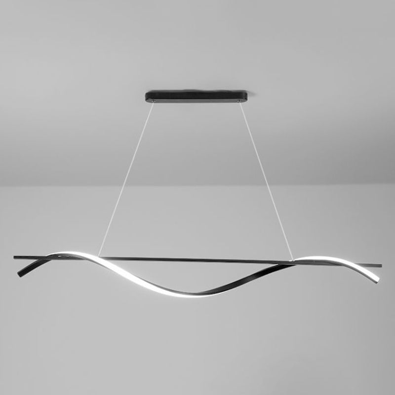 Minimalisme moderne Black Linear Island Pending Lighting LED Metal Island Island Light pour table à manger