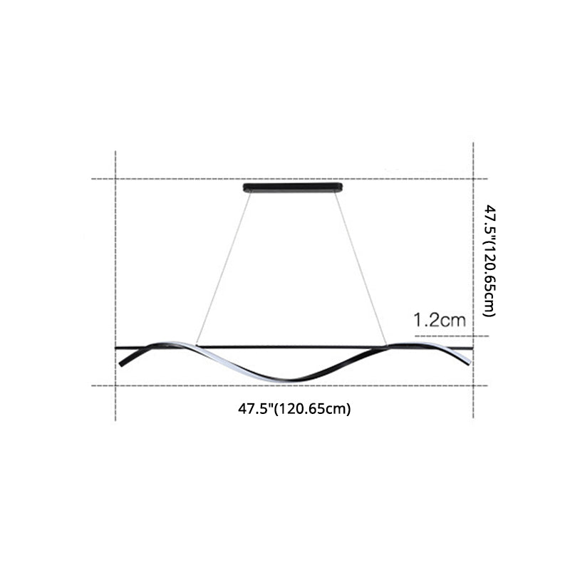 Minimalisme moderne Black Linear Island Pending Lighting LED Metal Island Island Light pour table à manger