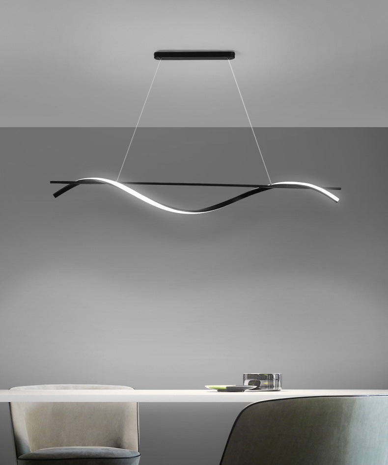 Minimalisme moderne Black Linear Island Pending Lighting LED Metal Island Island Light pour table à manger