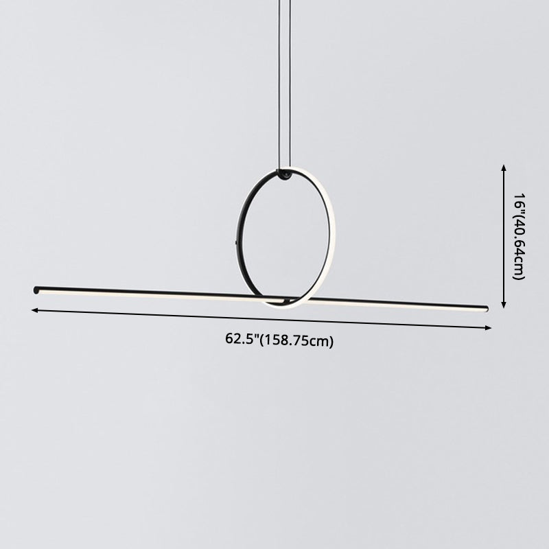 Modern Minimalism Black Linear Island Pendant Lighting LED Metal Island Ceiling Light for Living Room