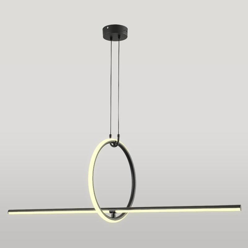 Modern Minimalism Black Linear Island Pendant Lighting LED Metal Island Ceiling Light for Living Room