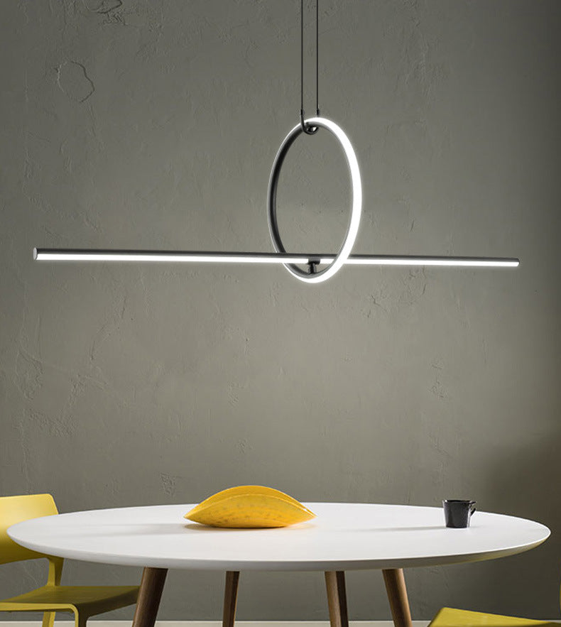 Modern Minimalism Black Linear Island Pendant Lighting LED Metal Island Ceiling Light for Living Room