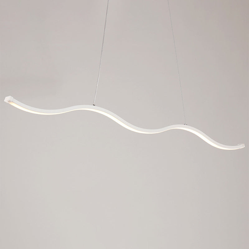 Modern Minimalism White Linear Island Pendant Lighting LED Metal Island Ceiling Light for Dining Table