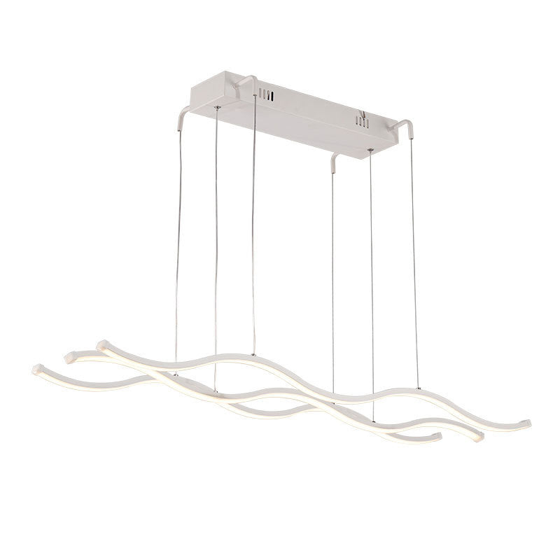 Modern Minimalism White Linear Island Pendant Lighting LED Metal Island Ceiling Light for Dining Table