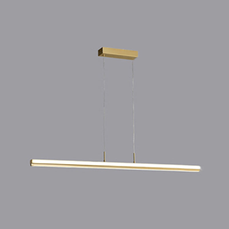 Modern Minimalism Gold Linear Island Pendant Lighting LED Metal Island Ceiling Light for Dining Table