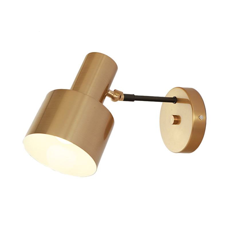 1 Bulb Round Wall Lamp Modernist Gold Finish Iron Wall Sconce Light with Adjustable Arm