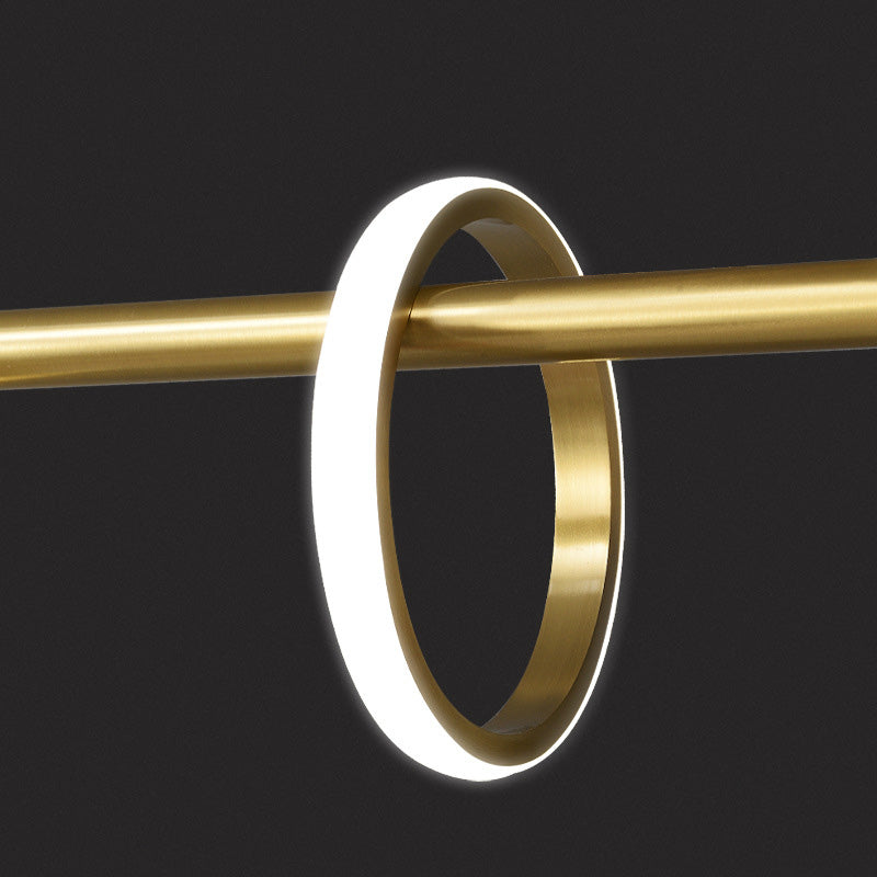 Mid-Century Gold Linear Island Pendant Lighting Multiple Round LED Metal Island Ceiling Light for Dining Table