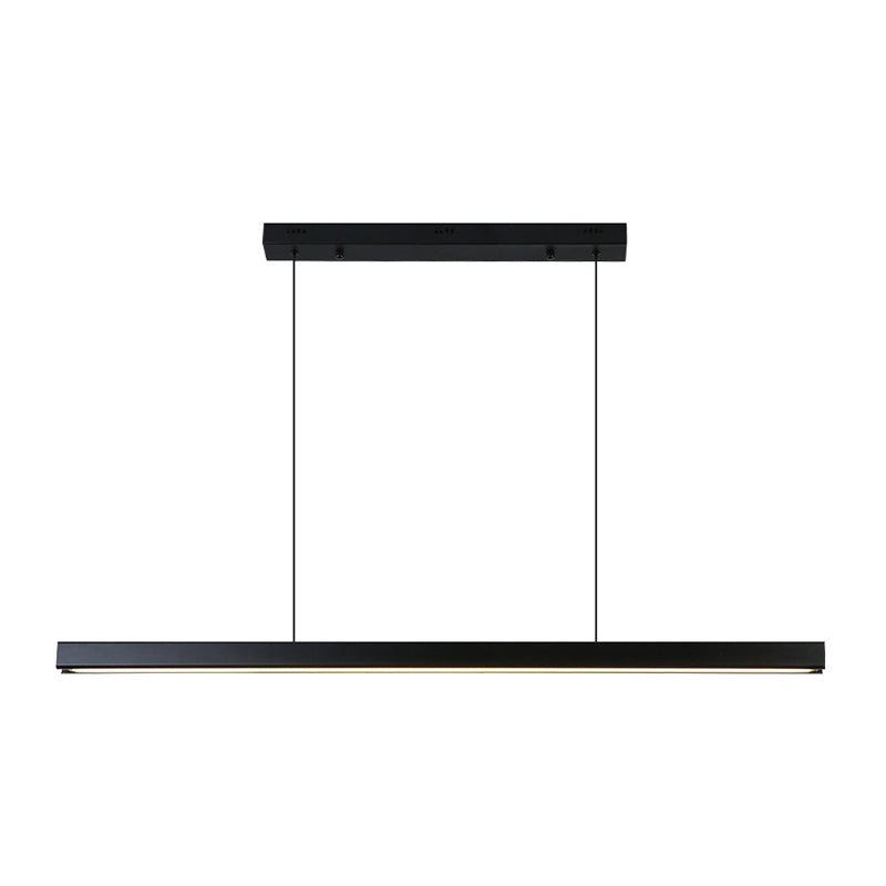 Minimalisme moderne Black Linear Island Pending Lighting LED Metal Island Island Light pour table à manger