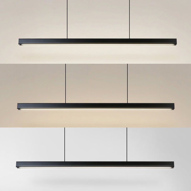 Minimalisme moderne Black Linear Island Pending Lighting LED Metal Island Island Light pour table à manger