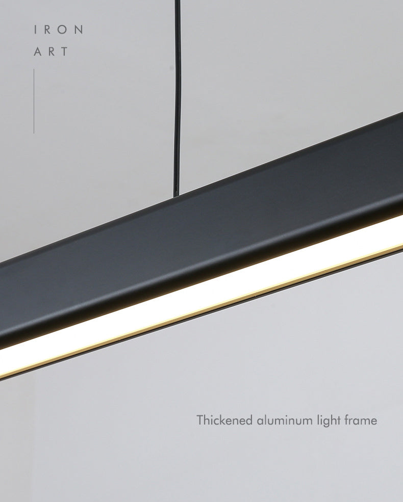 Minimalisme moderne Black Linear Island Pending Lighting LED Metal Island Island Light pour table à manger