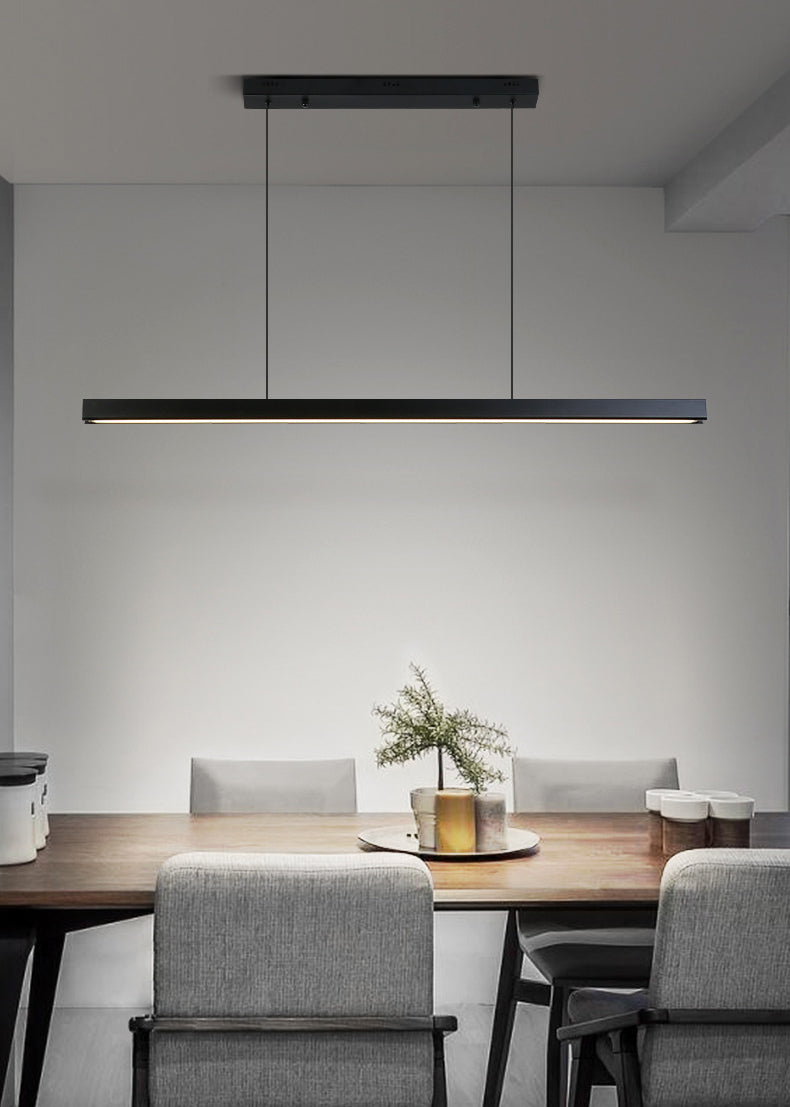Minimalisme moderne Black Linear Island Pending Lighting LED Metal Island Island Light pour table à manger