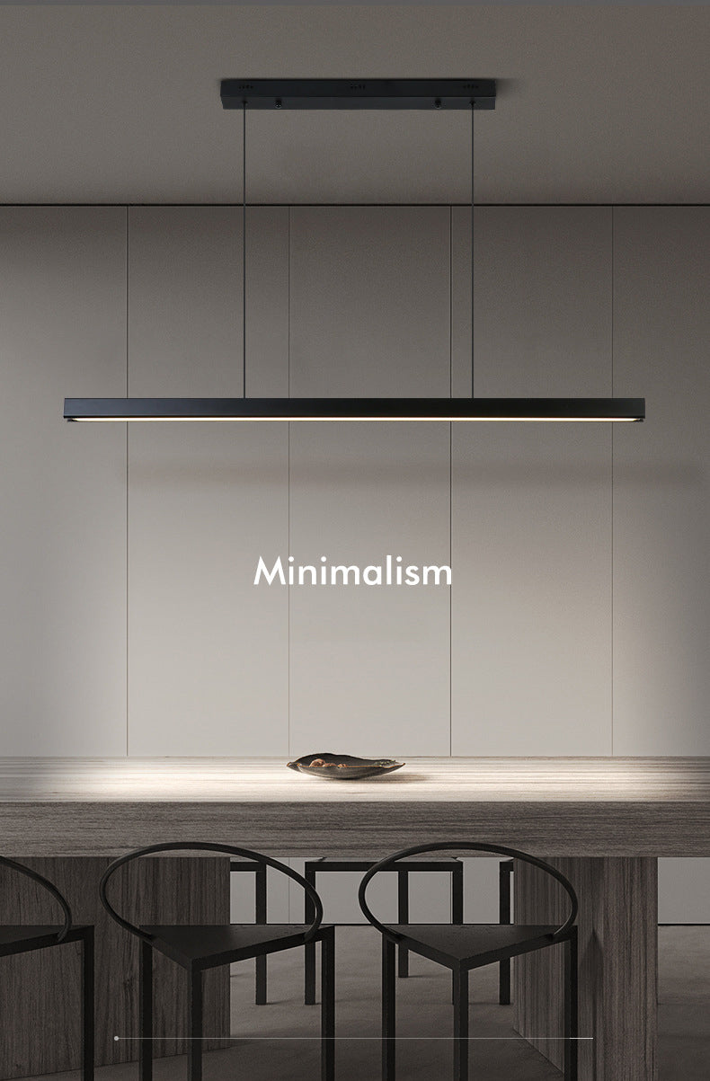 Minimalisme moderne Black Linear Island Pending Lighting LED Metal Island Island Light pour table à manger
