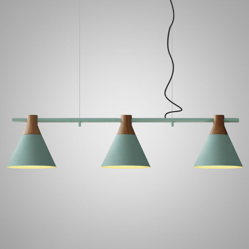 3 Lights Metal Island Pendant Lighting Nordic Style Cone Shade Island Lamps for Dining Table