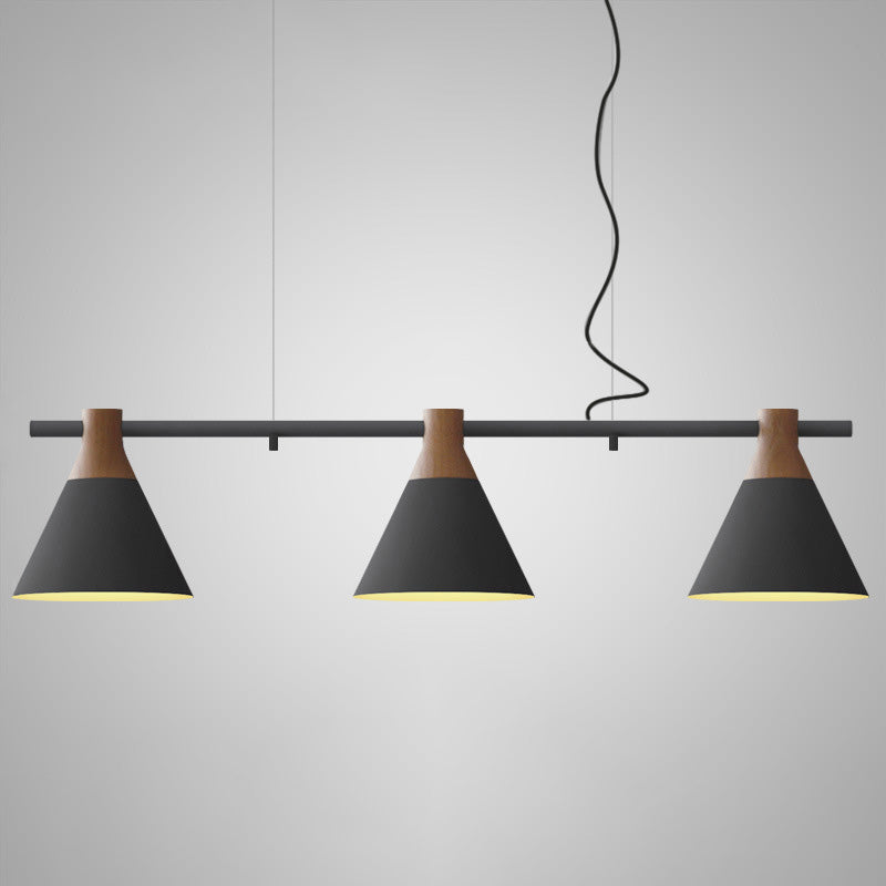 3 Lights Metal Island Pendant Lighting Nordic Style Cone Shade Island Lamps for Dining Table