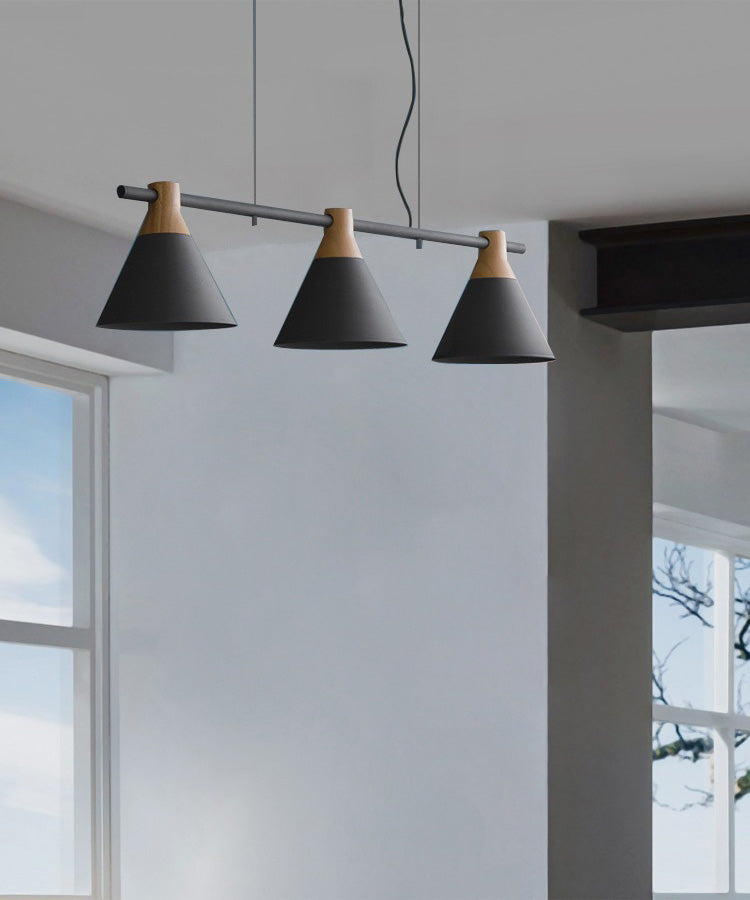 3 Lights Metal Island Pendant Lighting Nordic Style Cone Shade Island Lamps for Dining Table