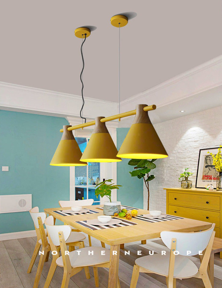 3 Lights Metal Island Pendant Lighting Nordic Style Cone Shade Island Lamps for Dining Table