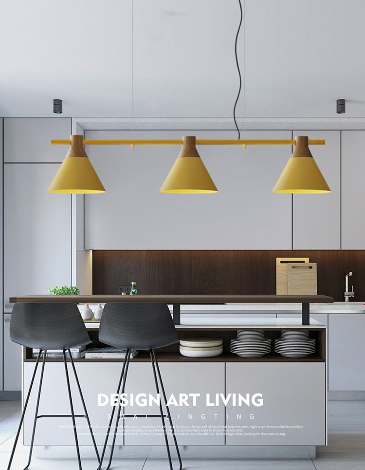 3 Lights Metal Island Pendant Lighting Nordic Style Cone Shade Island Lamps for Dining Table