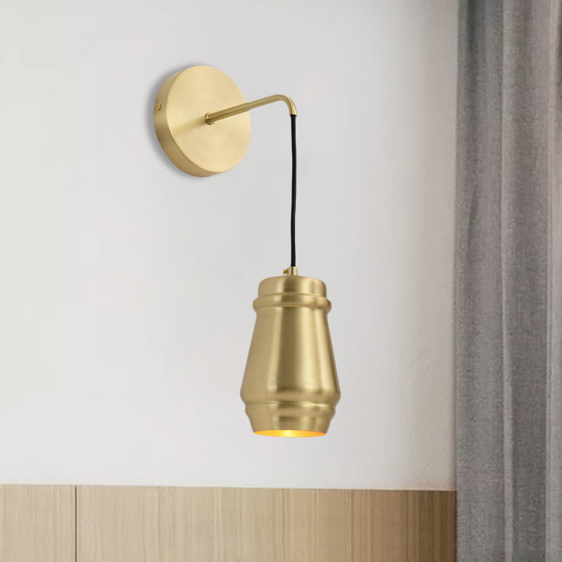 Lámpara de apliquet de acabado dorado latón minimalista 1 lámpara de montaje de pared ligera con brazo