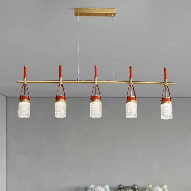 Acrylic Jar Living Room Pendant Lighting Modern Simple Metal LED Decoration Island Light Fixtures