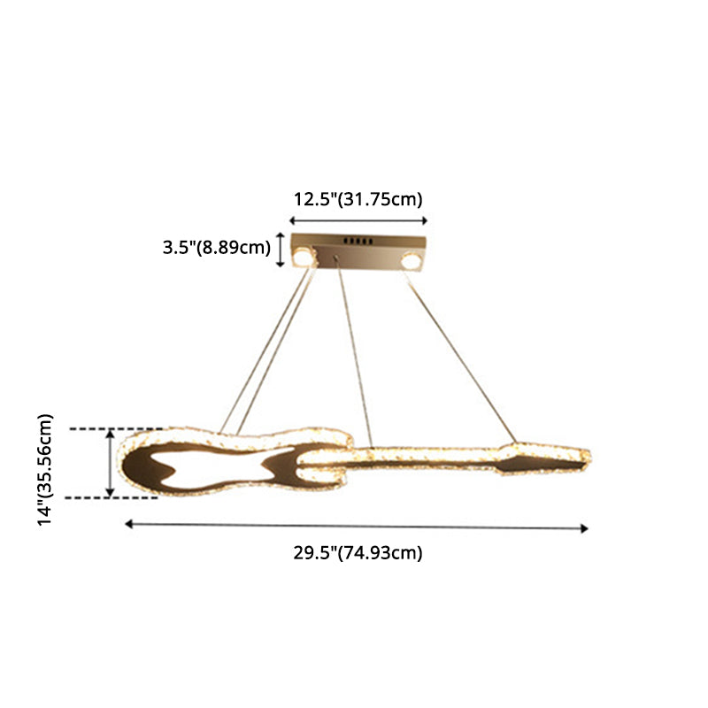 Modern Luxurious LED Island Pendant Lighting Guitar Crystal Decoration Island Ceiling Light for Living Room