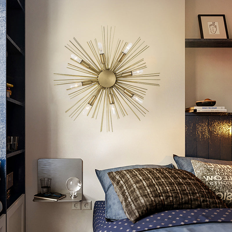 Sputnik Wall Sconce Metal contemporain 8 têtes Finition en or Light Murd Lightture