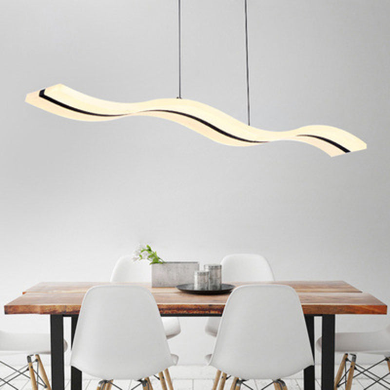 Modern Minimalist LED Island Pendant Lighting Wave Acrylic Island Ceiling Light for Living Room