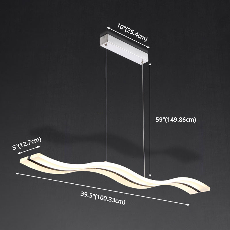 Modern Minimalist LED Island Pendant Lighting Wave Acrylic Island Ceiling Light for Living Room