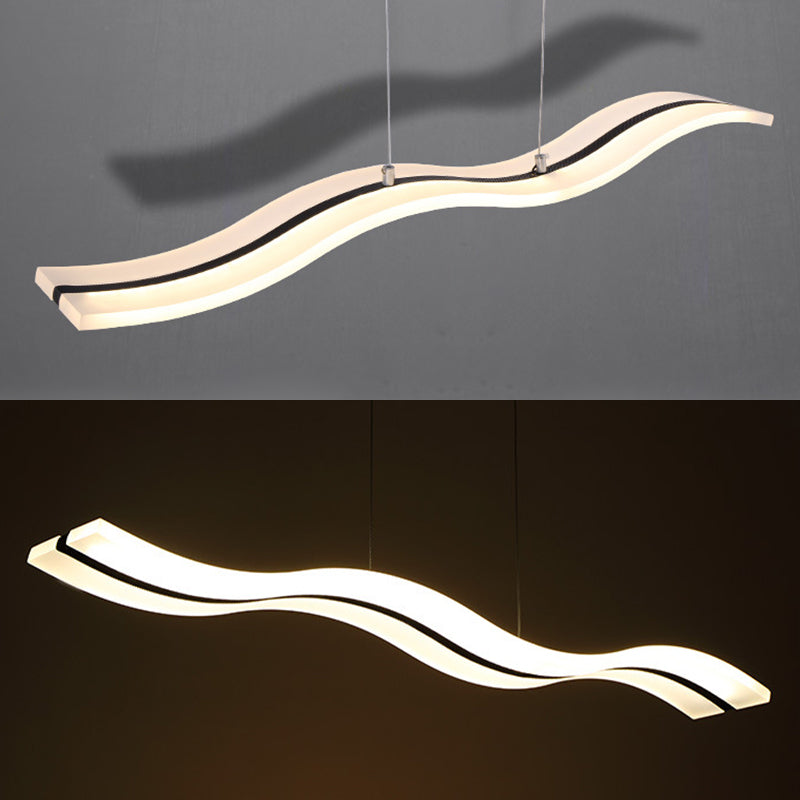 Modern Minimalist LED Island Pendant Lighting Wave Acrylic Island Ceiling Light for Living Room