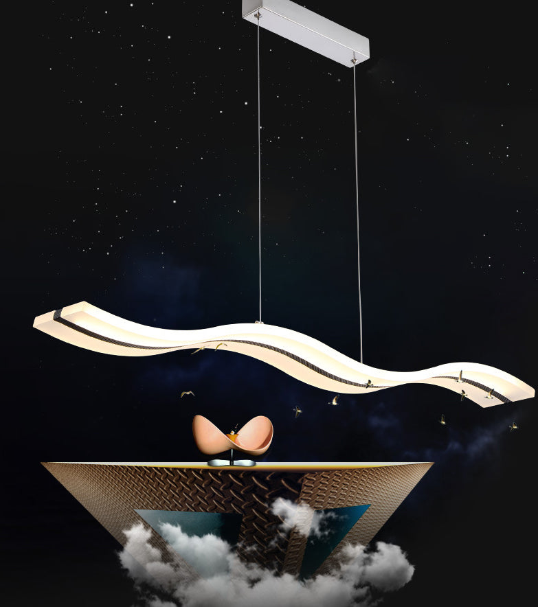 Modern Minimalist LED Island Pendant Lighting Wave Acrylic Island Ceiling Light for Living Room