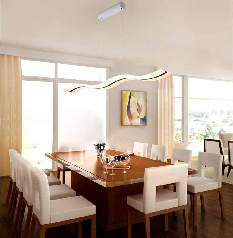 Modern Minimalist LED Island Pendant Lighting Wave Acrylic Island Ceiling Light for Living Room