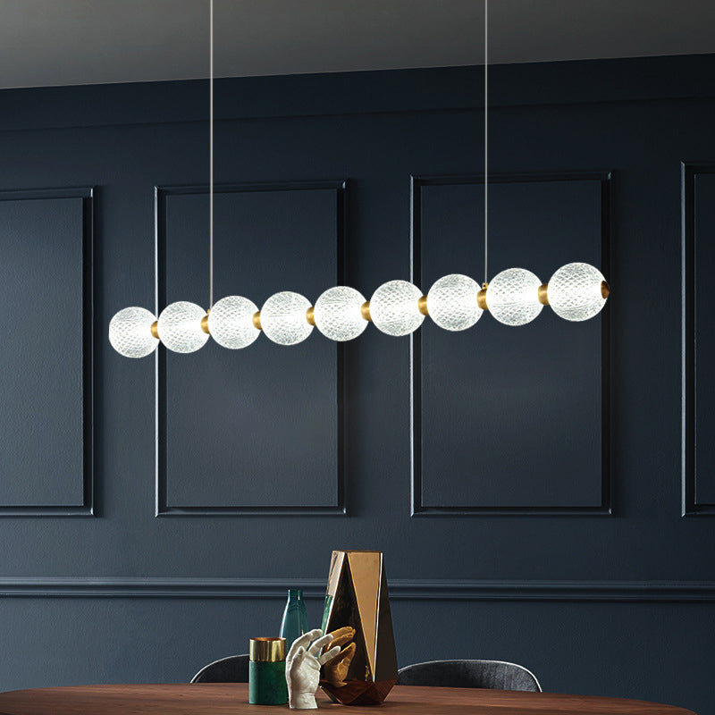 Clear Globe Acrylic Shade Island Pendant Modern Linear LED Dining Table Island Ceiling Light