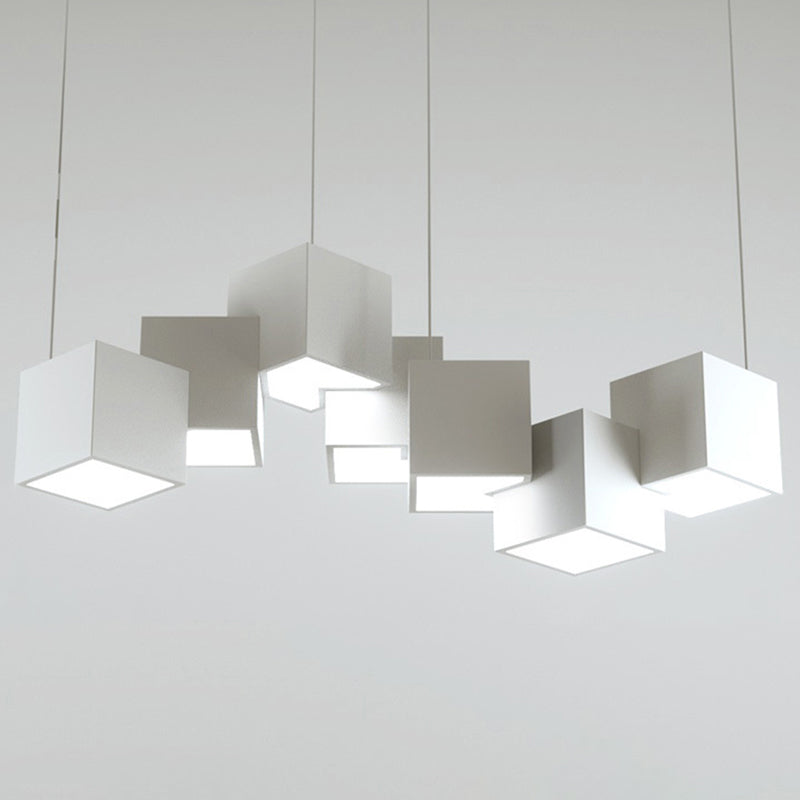 Multiple Square Island Pendant Lighting Modern Art Deco Metal LED Island Lamps for Art Gallery