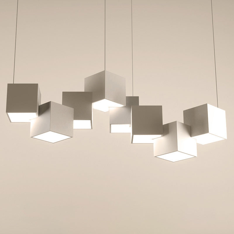 Multiple Square Island Pendant Lighting Modern Art Deco Metal LED Island Lamps for Art Gallery