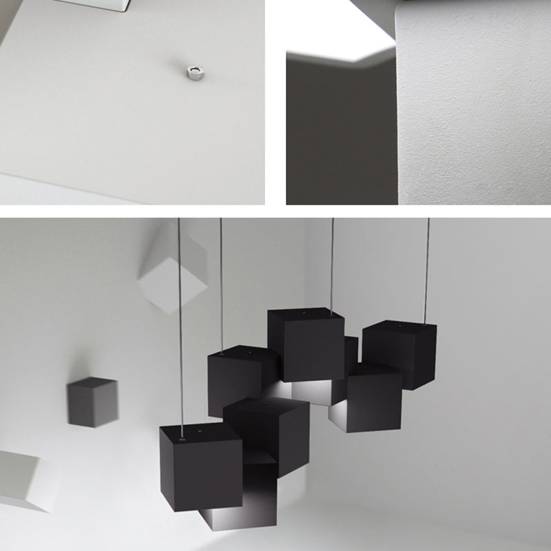 Multiple Square Island Pendant Lighting Modern Art Deco Metal LED Island Lamps for Art Gallery