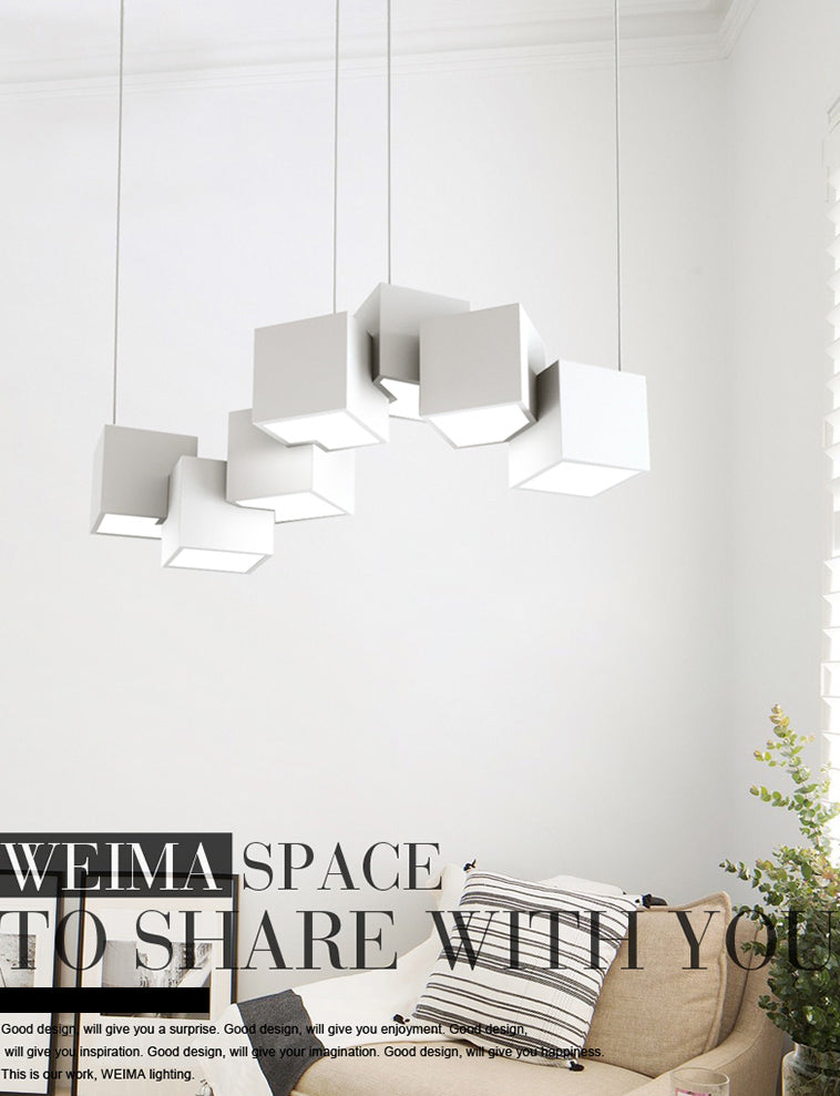 Multiple Square Island Pendant Lighting Modern Art Deco Metal LED Island Lamps for Art Gallery