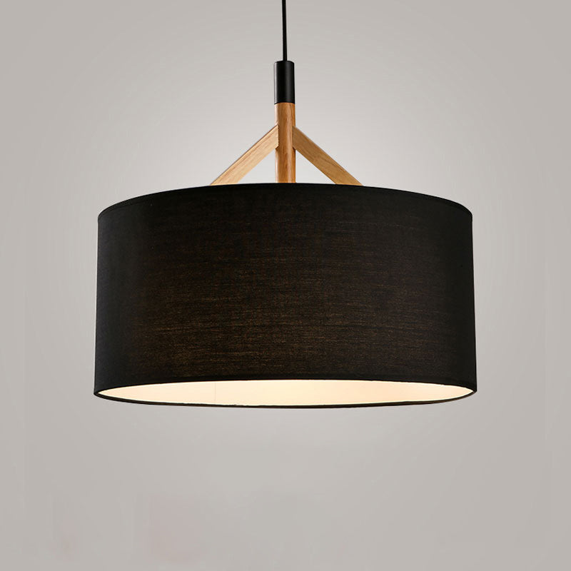 Lampada sospesa in tessuto in tessuto tamburo Modern Minimalist 1 Luce a sospensione Luce per camera da letto