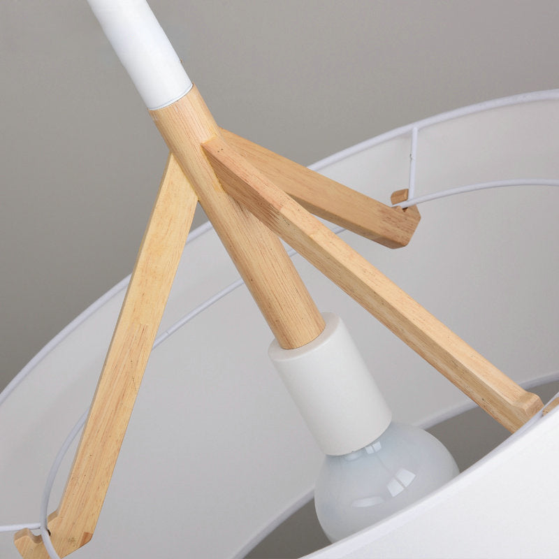 Lampada sospesa in tessuto in tessuto tamburo Modern Minimalist 1 Luce a sospensione Luce per camera da letto