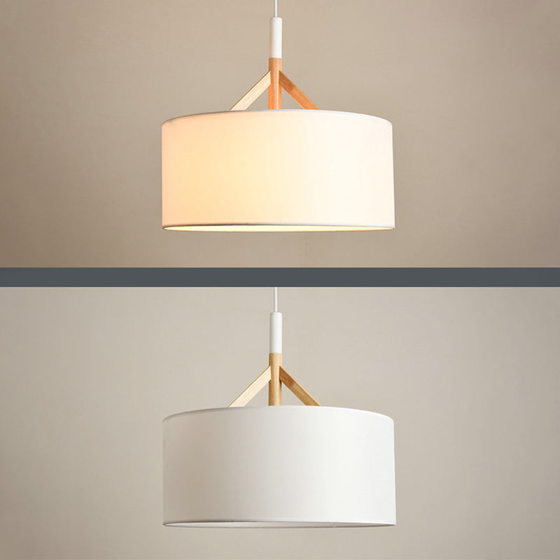 Lampada sospesa in tessuto in tessuto tamburo Modern Minimalist 1 Luce a sospensione Luce per camera da letto