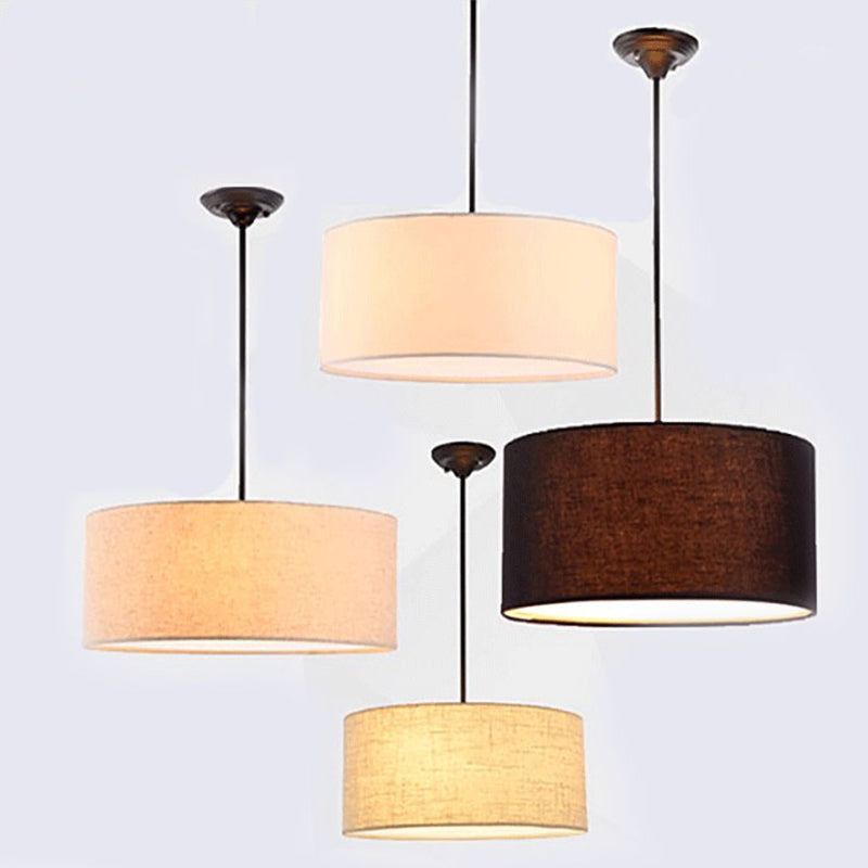 Lampada sospesa in tessuto in tessuto tamburo Modern Minimalist 1 Luce a sospensione Luce per camera da letto