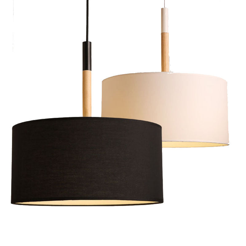 Drum Fabric Shade Pendant Hanging Lamp Modern Minimalist 1 Light Bedroom Hanging Ceiling Light