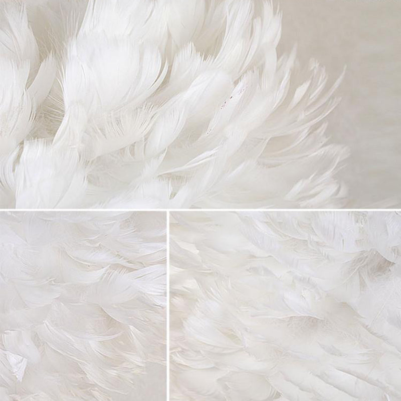 Art Deco White Feather Pendant Lighting Modern Nordic Creative Globe Hanging Ceiling Light for Bedroom