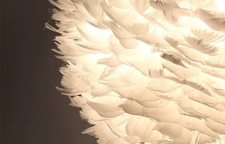 Art Deco White Feather Pendant Lighting Modern Nordic Creative Globe Hanging Ceiling Light for Bedroom