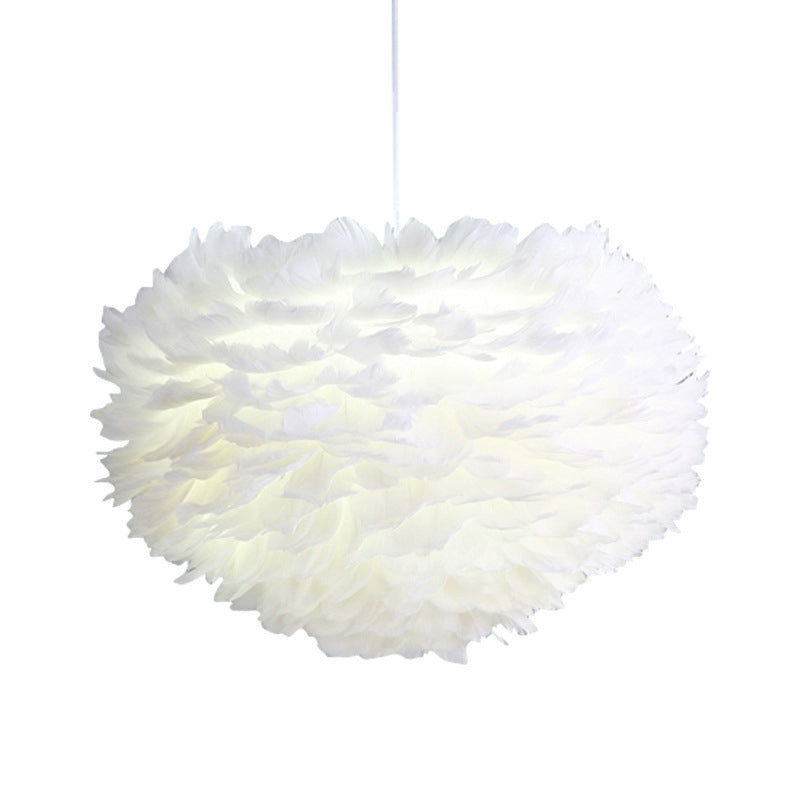 Art Deco Feather Pendant Lighting Modern Nordic Creative Globe Hanging Ceiling Light for Bedroom