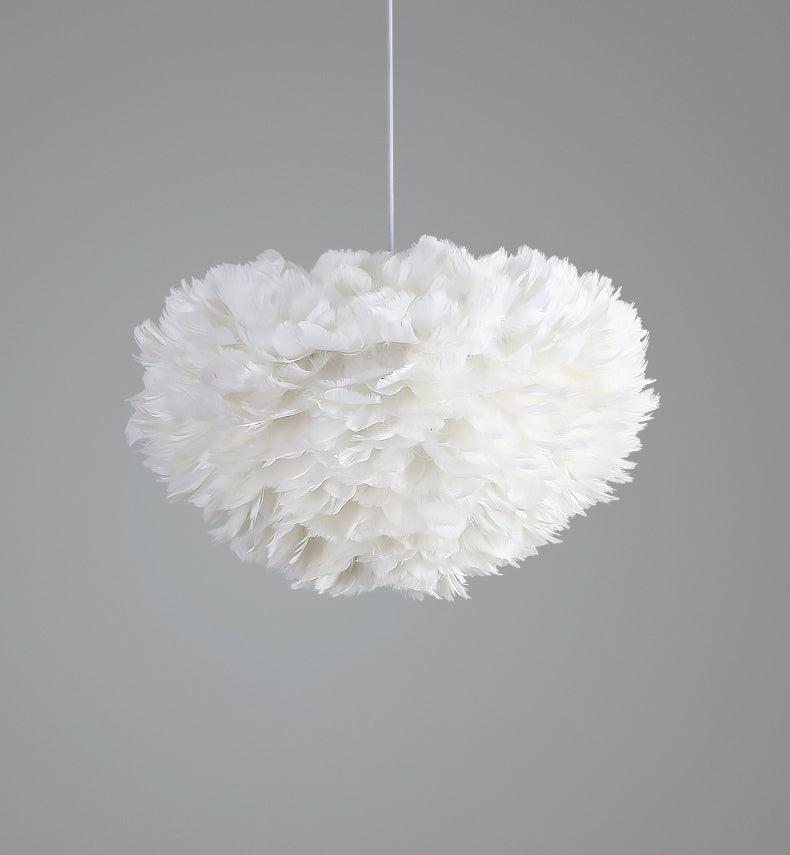 Art Deco Feather Pendant Lighting Modern Nordic Creative Globe Hanging Ceiling Light for Bedroom