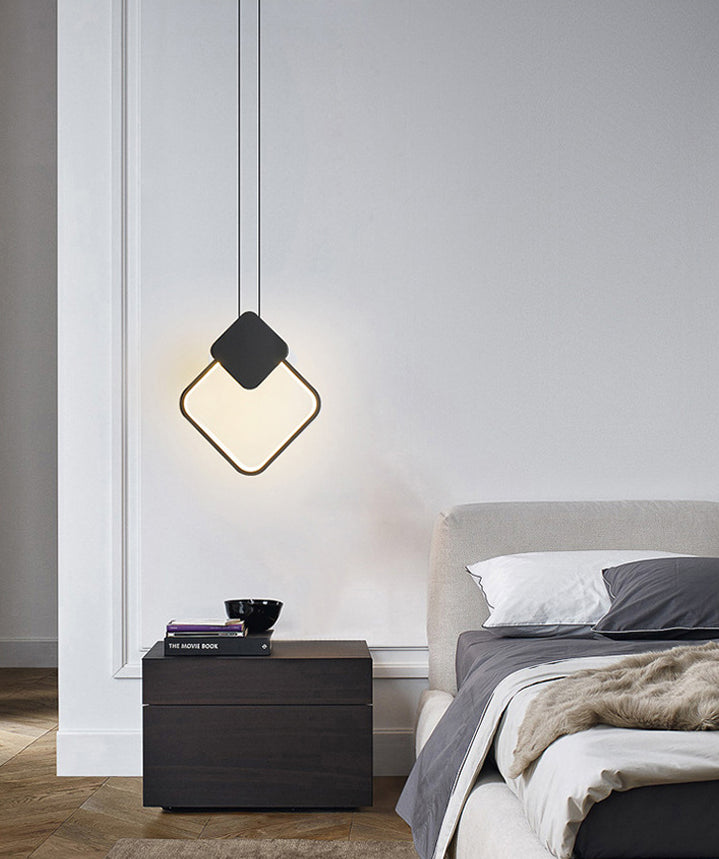 Geometrical Shape LED Pendant Lamp Modern Minimalist Metal Hanging Lamp for Living Room